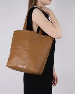 Tote Bag-L'INTERVALLE Dialoque Camel Leather