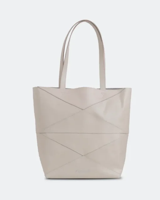 Tote Bag-L'INTERVALLE Dialoque White Leather