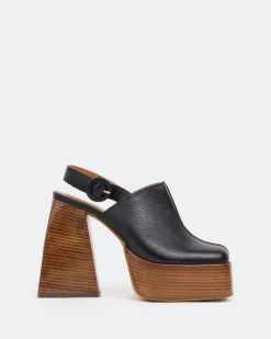 Platforms|Slingbacks-L'INTERVALLE Dolphin, Black Leather/Cuir Noir