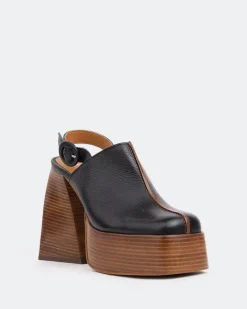 Platforms|Slingbacks-L'INTERVALLE Dolphin, Black Leather/Cuir Noir