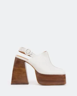 Platforms|Slingbacks-L'INTERVALLE Dolphin, Off White Leather/Cuir Blanc Cassé
