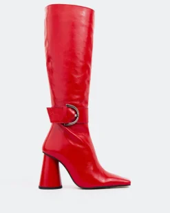 Tall Boots-L'INTERVALLE Dorset Red Leather