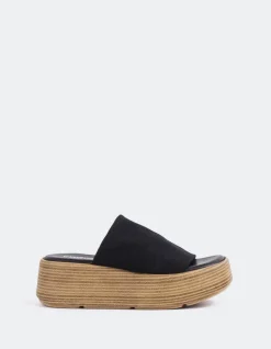 Wood Sandals-L'INTERVALLE Dory Black Lycra
