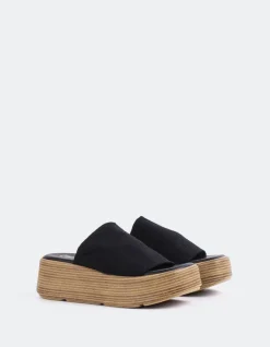 Wood Sandals-L'INTERVALLE Dory Black Lycra
