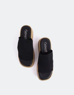 Wood Sandals-L'INTERVALLE Dory Black Lycra