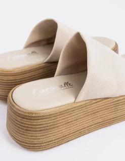 Wood Sandals-L'INTERVALLE Dory Cream Lycra