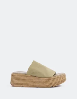 Wood Sandals-L'INTERVALLE Dory Khaki Lycra