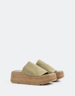 Wood Sandals-L'INTERVALLE Dory Khaki Lycra