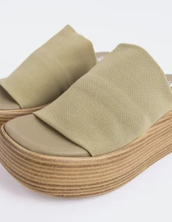Wood Sandals-L'INTERVALLE Dory Khaki Lycra