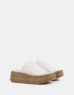 Wood Sandals-L'INTERVALLE Dory White Lycra