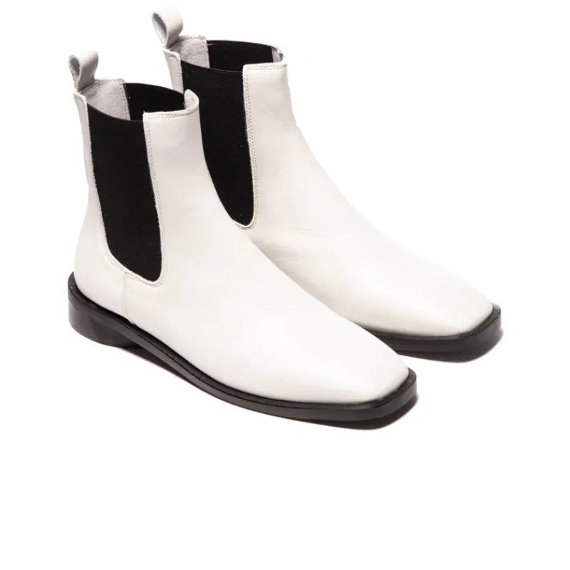 Chelsea|Ankle Boots-L'INTERVALLE Durham White Leather