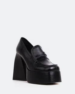 Platforms|Loafers-L'INTERVALLE Echo Black Leather