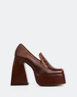 Platforms|Loafers-L'INTERVALLE Echo Chestnut Leather