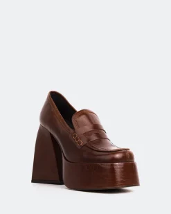 Platforms|Loafers-L'INTERVALLE Echo Chestnut Leather