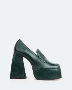 Platforms|Loafers-L'INTERVALLE Echo Green Leather