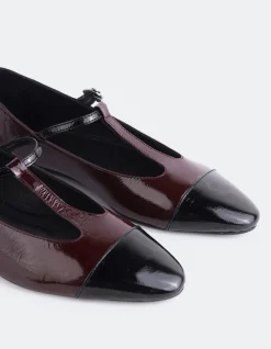 Mary-jane-L'INTERVALLE Elara Burgundy Black Patent