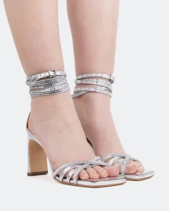 Strappy|High Heels-L'INTERVALLE Elixor, Silver Metal/Métal Argenté