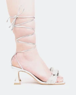 Strappy-L'INTERVALLE Elkano, Silver Leather/Cuir Argenté