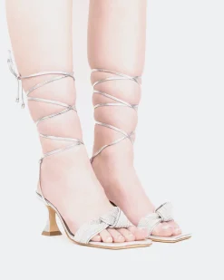 Strappy-L'INTERVALLE Elkano, Silver Leather/Cuir Argenté