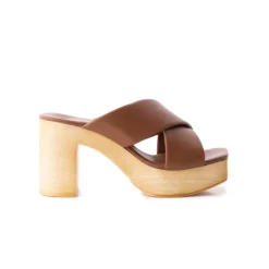 Wood Sandals|Platform-L'INTERVALLE Elodie Tan Leather
