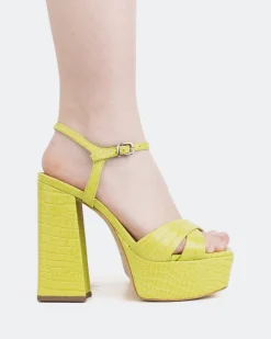 Platform|Strappy-L'INTERVALLE Embassy, Green Croco/Croco Vert