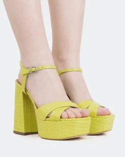 Platform|Strappy-L'INTERVALLE Embassy, Green Croco/Croco Vert