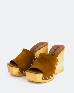 Wood Sandals|Wedges-L'INTERVALLE Emeline Brown Suede