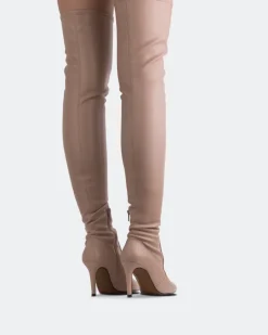 Over-the-knee|Tall Boots-L'INTERVALLE Emory, Pink Stretch/Extensible Rose