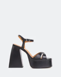 Platform-L'INTERVALLE Endless Black Leather/Cuir Noir