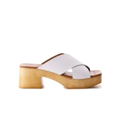 Wood Sandals|Platform-L'INTERVALLE Esmée White Leather