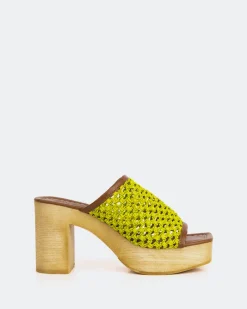 Wood Sandals|Platform-L'INTERVALLE Faustine Lime Rafia