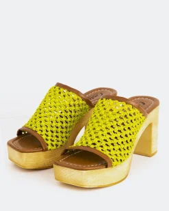 Wood Sandals|Platform-L'INTERVALLE Faustine Lime Rafia