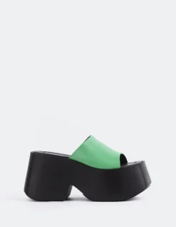 Platform-L'INTERVALLE Fidèle Green Leather