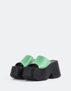 Platform-L'INTERVALLE Fidèle Green Leather