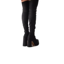 Over-the-knee|Platform-L'INTERVALLE Finesse Black Suede Stretch