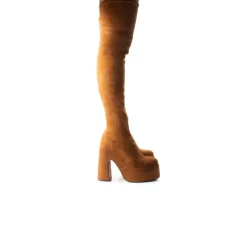 Over-the-knee|Platform-L'INTERVALLE Finesse Brown Suede Stretch