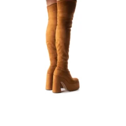 Over-the-knee|Platform-L'INTERVALLE Finesse Brown Suede Stretch