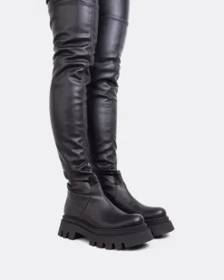 Over-the-knee|Stretch-L'INTERVALLE Flames Black Stretch