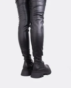 Over-the-knee|Stretch-L'INTERVALLE Flames Black Stretch