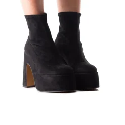 Platform|Ankle Boots-L'INTERVALLE Flash Black Suede Stretch