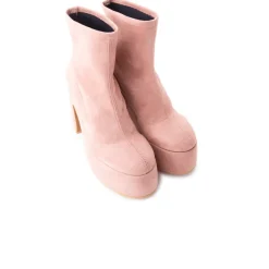 Platform|Ankle Boots-L'INTERVALLE Flash Pink Suede Stretch