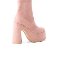Platform|Ankle Boots-L'INTERVALLE Flash Pink Suede Stretch