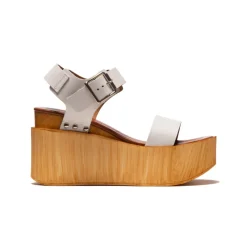 Wood Sandals|Wedges-L'INTERVALLE Fleur White Leather