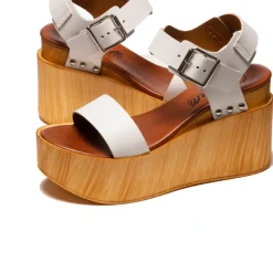 Wood Sandals|Wedges-L'INTERVALLE Fleur White Leather
