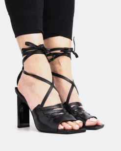 Strappy|High Heels-L'INTERVALLE Fokos Black Leather