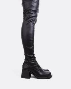 Over-the-knee|Stretch-L'INTERVALLE Fontaine Black Stretch