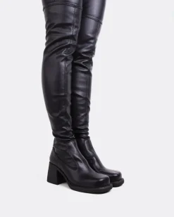 Over-the-knee|Stretch-L'INTERVALLE Fontaine Black Stretch