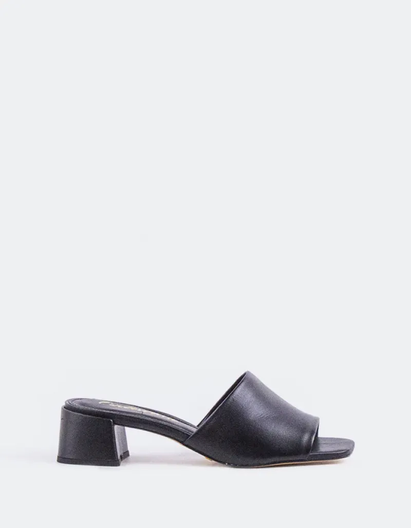 Mid Heels|Mules-L'INTERVALLE Fortunata Black Leather