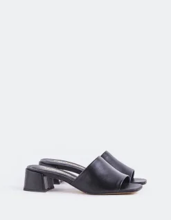 Mid Heels|Mules-L'INTERVALLE Fortunata Black Leather