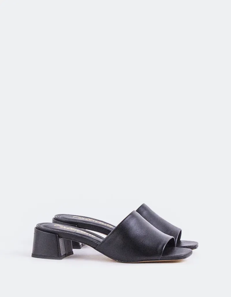 Mid Heels|Mules-L'INTERVALLE Fortunata Black Leather
